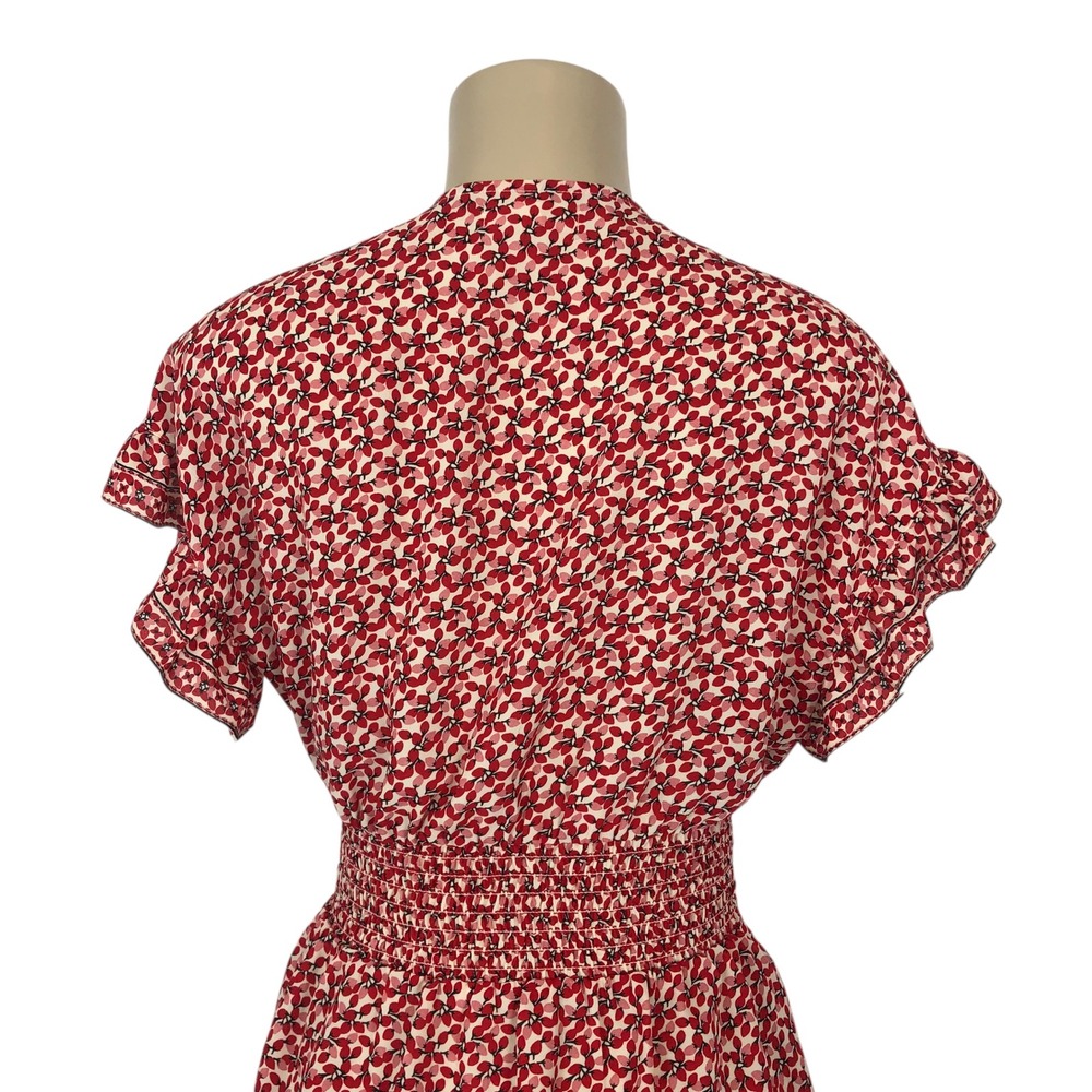 Max Studio Floral Print Ruffle Bow Tie Front Top Shirt Size S Career Office - Picture 5 of 8